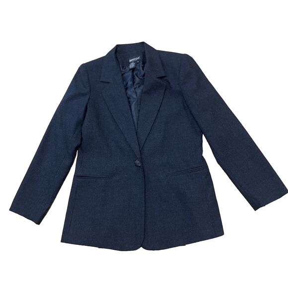 Briggs NY 100% Wool Suit Jacket Women 8 Charcoal Gray 1 Button Modern Cut Blazer - Picture 1 of 16